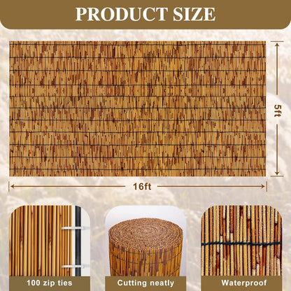 Reed Fencing Rolls,Patio Privacy Screen 5 Feet High,Decorative Bamboo Fence Rolls for Patio Balcony