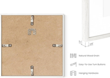 HAUS AND HUES 10x10 Square Picture Frames Set of 15 - White Oak Frames with Plexiglass, Modern