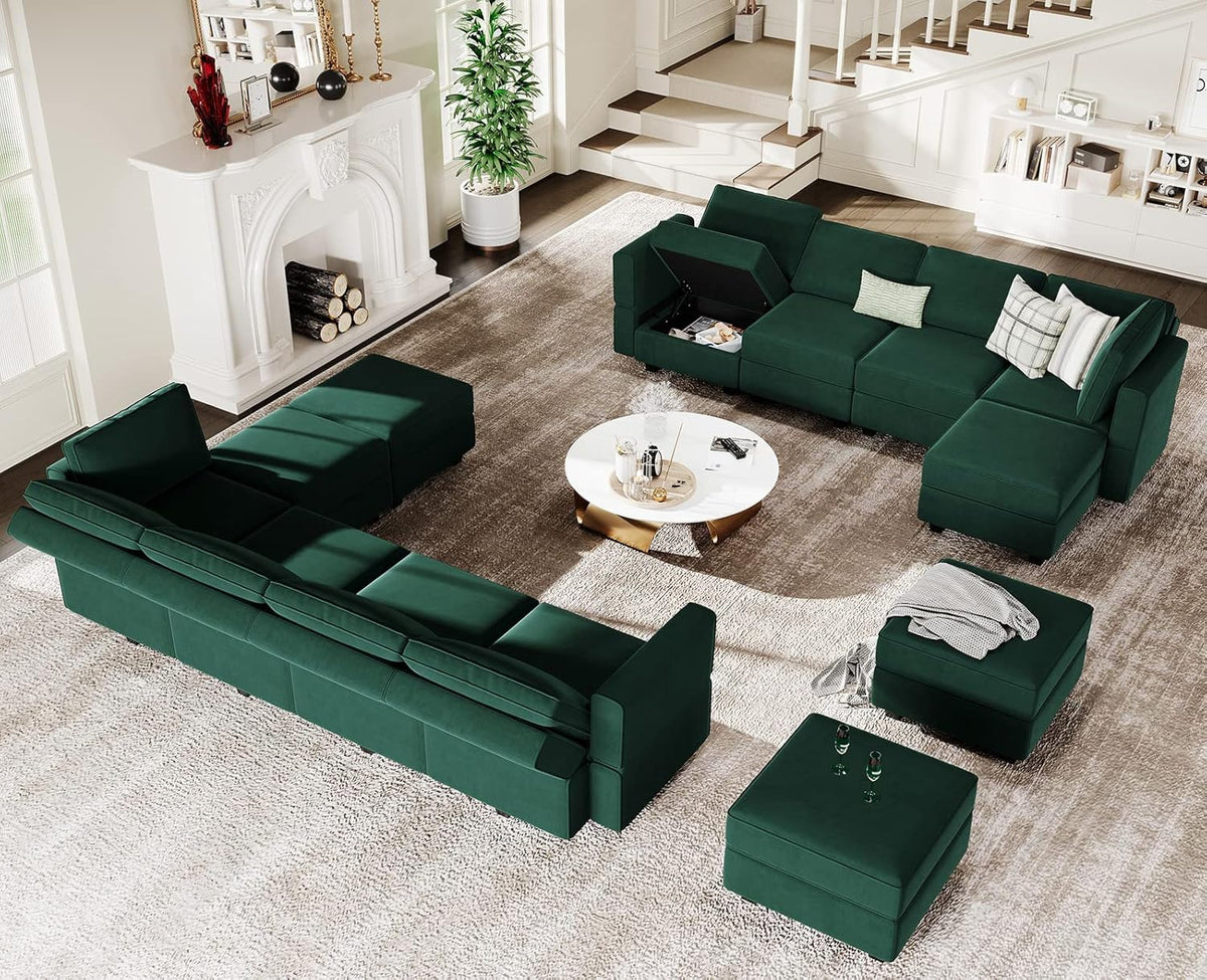 Belffin Modular Sectional Sofa with Storage Seats Velvet L Shaped Corner Couch Convertible