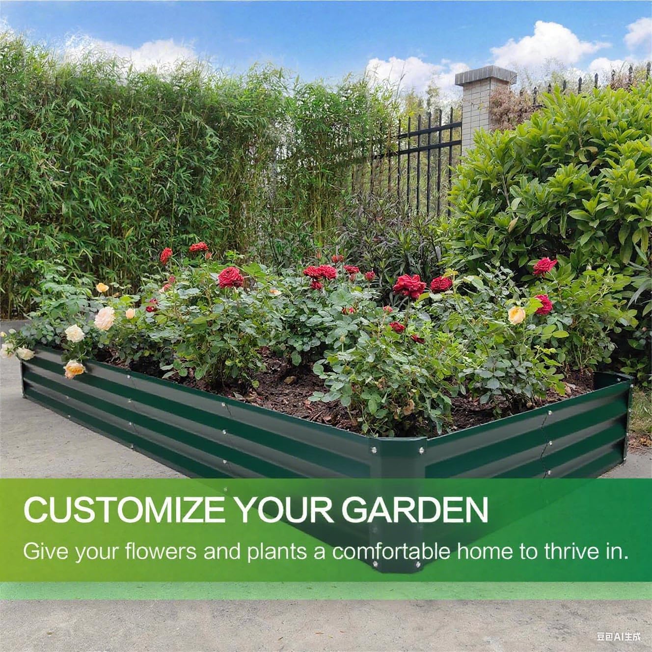 GARDMAX 8x4x1FT Galvanized Raised Garden Bed Kit, Metal Planter Boxes Outdoor with Easy Assembly