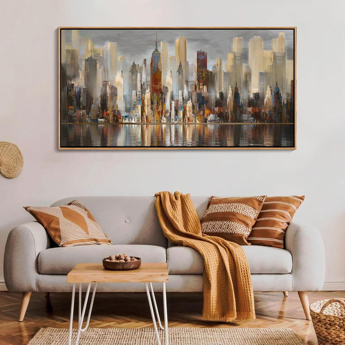 Mofutinpo Abstract Modern Canvas Wall Art for Living Room Cityscape New York Wall Decor City Theme