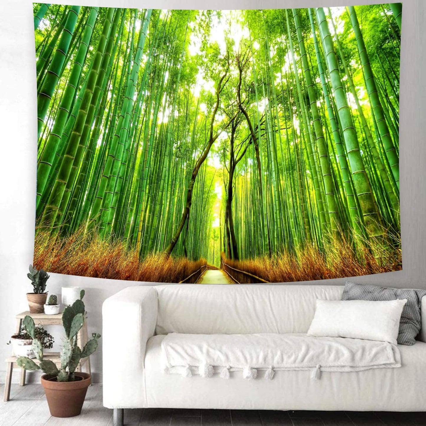 Delur Forest Pathway Tapestry Sunset Tropical Rainforest Nature Tree Tapestry Wall Hanging Sunrise