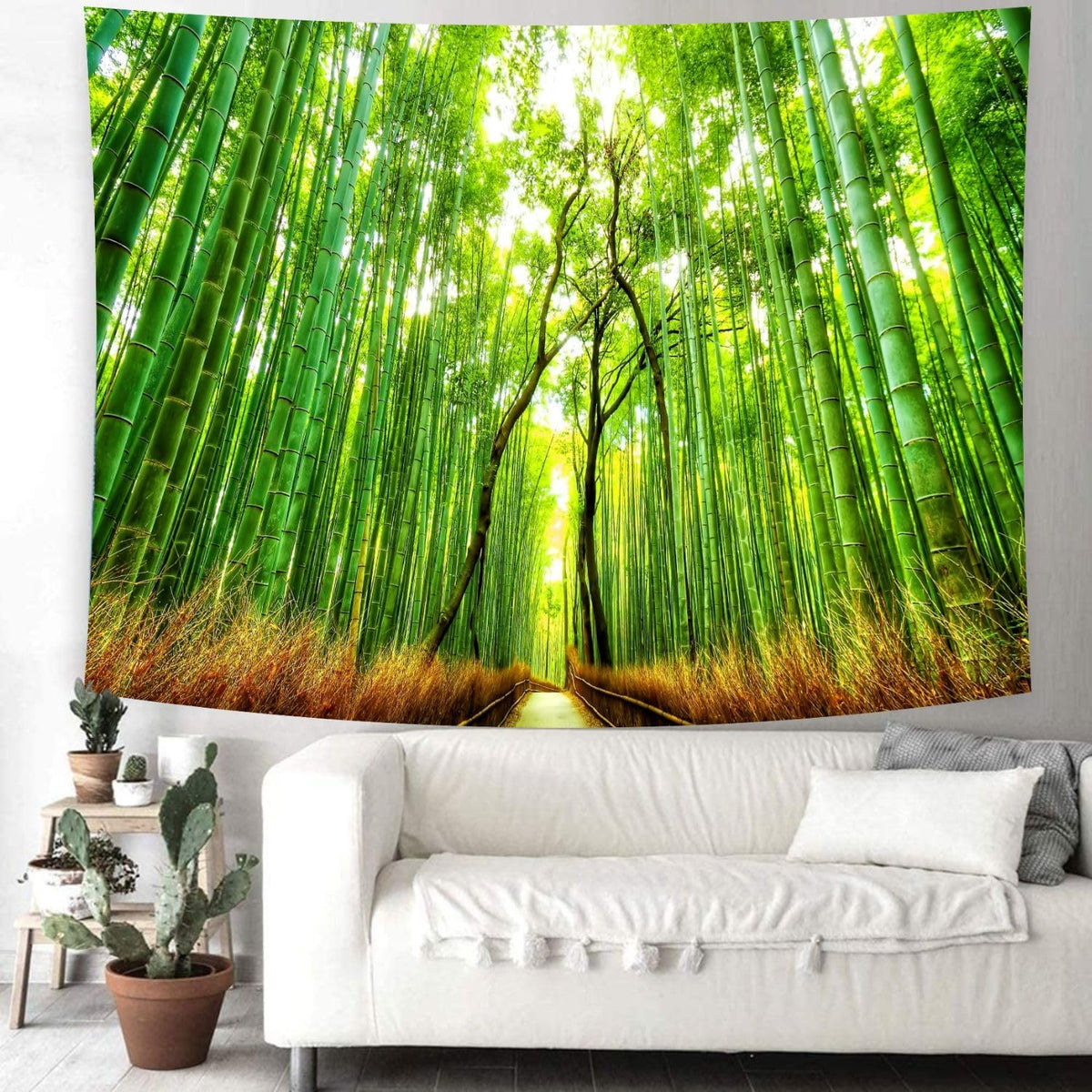 Delur Forest Pathway Tapestry Sunset Tropical Rainforest Nature Tree Tapestry Wall Hanging Sunrise