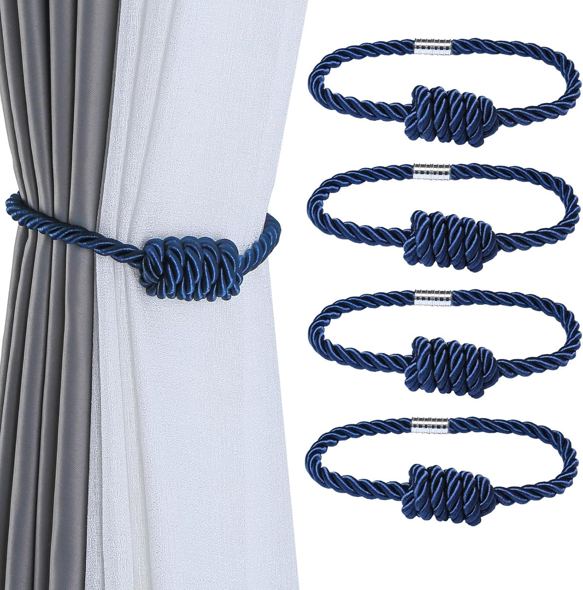 Fenghuangwu 4Pack Magnetic Curtain Tiebacks – Bohemian Style Handmade Woven Tie-Backs for