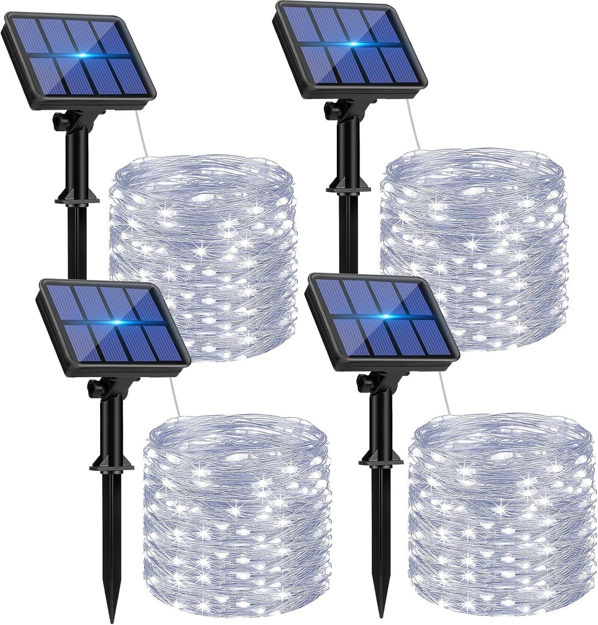 4 Pack Solar String Lights Outdoor - 320LED 132FT Solar Fairy Lights Outside Waterproof with 8