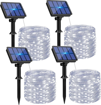4 Pack Solar String Lights Outdoor - 320LED 132FT Solar Fairy Lights Outside Waterproof with 8