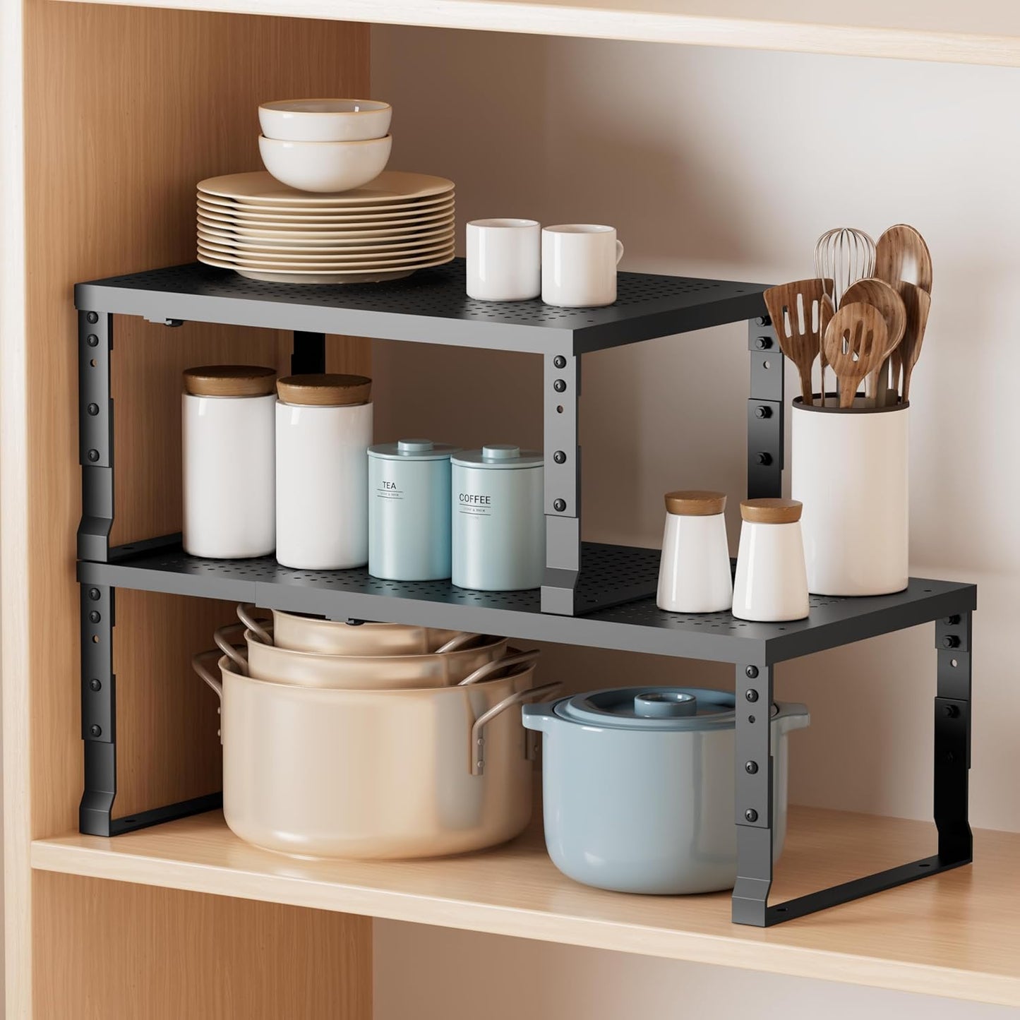 Metal Stackable Expandable Storage Shelf - Multi-Functional Home Storage Shelf, Suitable for