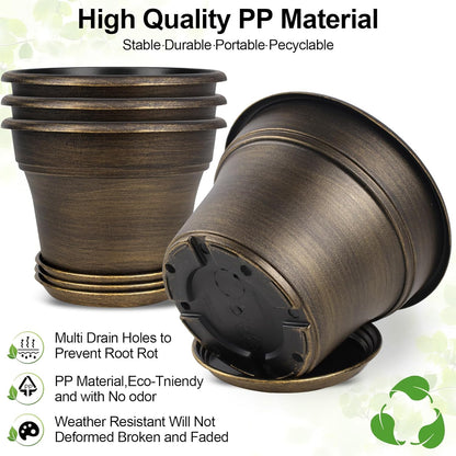 16 inch Plant Pots Outdoor Planters，4 Pack Large Plastic Flower Pot for Indoor Plants with Drainage