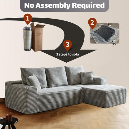 HYJT-H&K Modular Sectional Sofa Cloud Secttional Couch, 107" Comfy L Shaped Couches for Living