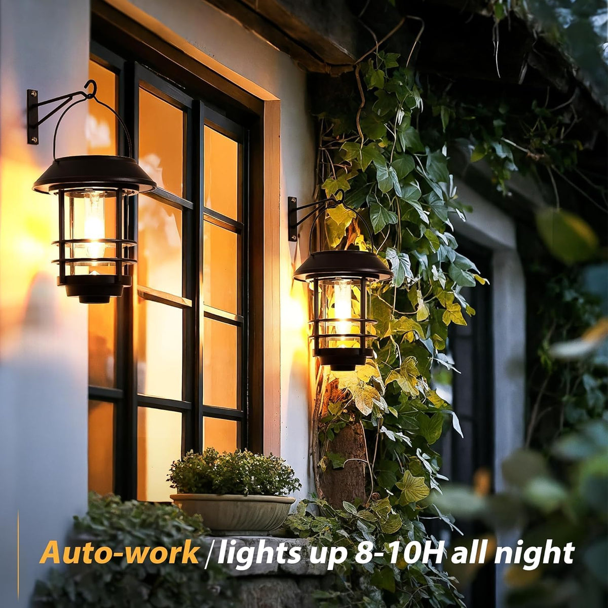 Otdair Solar Lanterns Outdoor Waterproof 2 Pack, Auto On/Off Hanging Solar Lights for Outside with