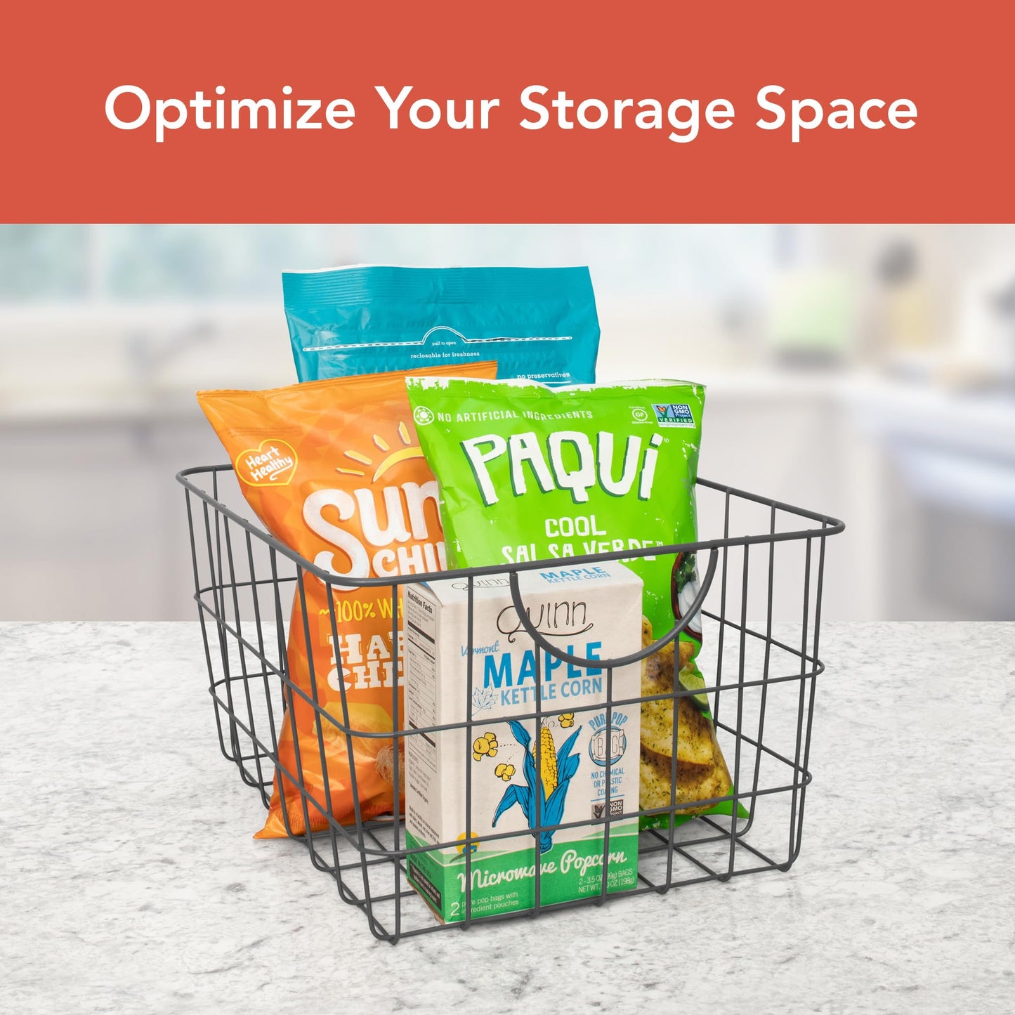 Spectrum Utility Steel Wire Storage Basket for Kitchen Pantry Organization & Closet Shelves with