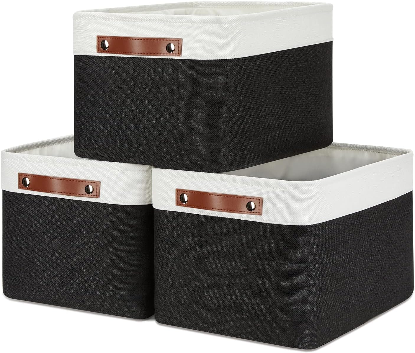 DULLEMELO Canvas Storage Bin with Handles, Fabric Bins for Shelves, Bedroom, Office,Nursery,Fabric