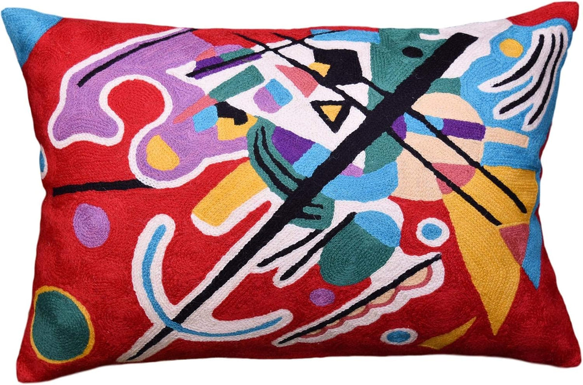 Lumbar Kandinsky Red Abstract Pillow Cover Modern Throw Pillowcase Modern Chair Cushion Red