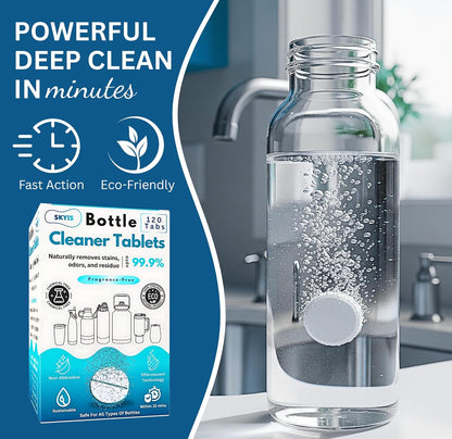 120-pcs Water Bottle Cleaner Tablets, Chlorine-free, Water Bottle cleaner, Tumbler washer and Glass