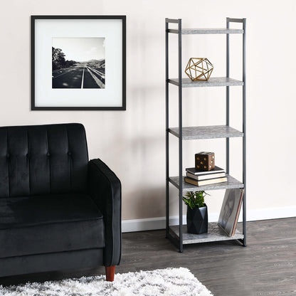 Household Essentials Slate Concrete & Iron Five-Shelf Tower Bookcase