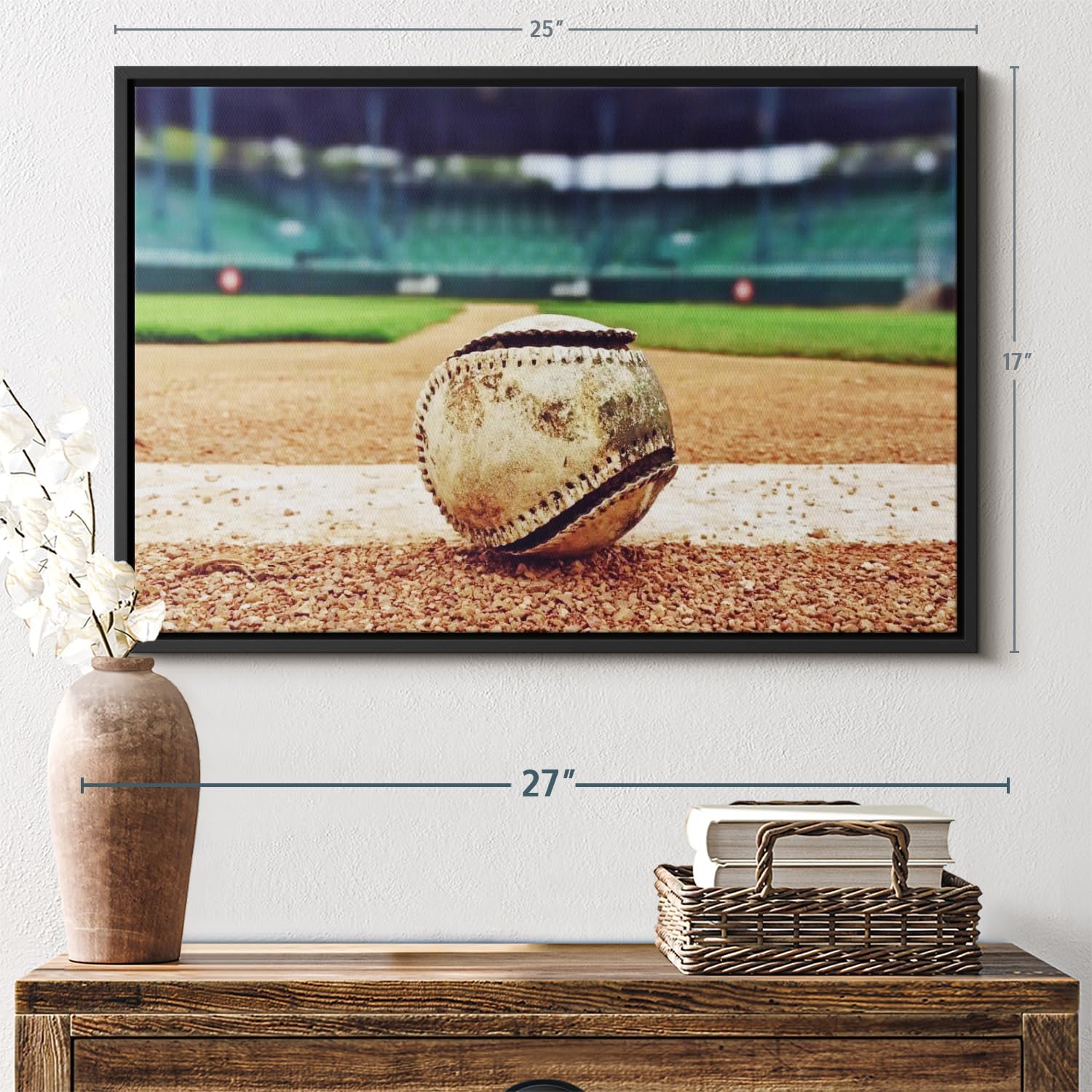 ElephantStock Baseball In Stadium Wall Art - Horizontal Framed Canvas - 1-Piece Living Room Wall