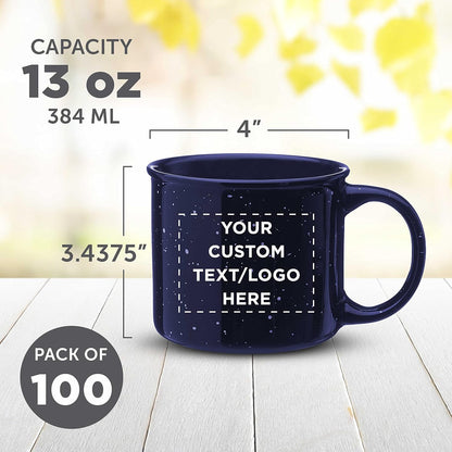DISCOUNT PROMOS Custom Ceramic Campfire Coffee Mugs 13 oz. Set of 100, Personalized Bulk Pack