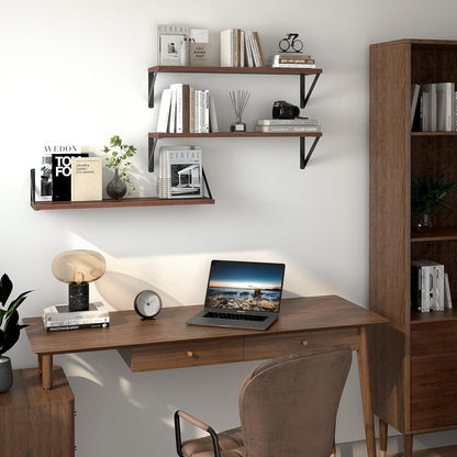 Heimlove Floating Shelves for Wall, 24 Inch Long Wood Floating Shelves Set of 3, Wall Mounted
