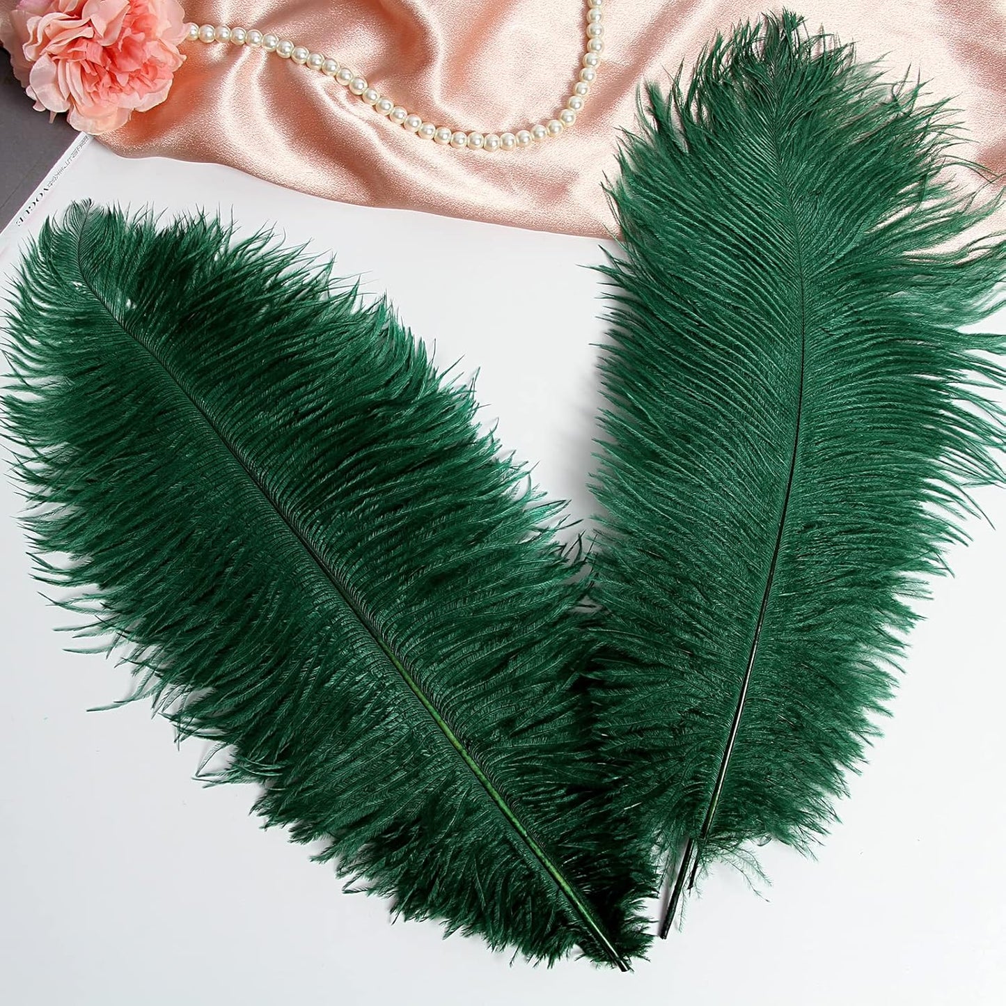 THARAHT Blackish Green Ostrich Feathers 12pcs Large Natural Bulk 12-14Inch 30cm-35cm for Wedding