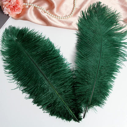 THARAHT Blackish Green Ostrich Feathers 12pcs Large Natural Bulk 16-18Inch 40cm-45cm for Wedding