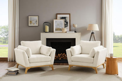 Large-Sized Accent Chair, Thick Cushion Bedroom Reading Chair, Comfortable Living Room Single Sofa