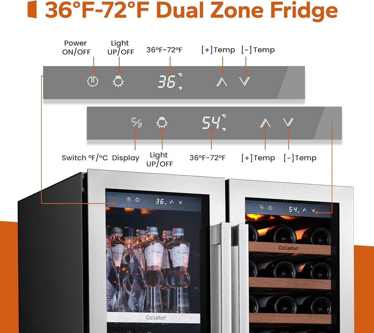 Ca'Lefort 30 Inch Wine and Beverage Refrigerator, 80 Can and 33 Bottle French Door Wine