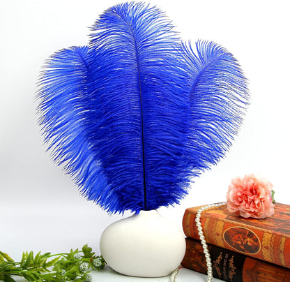 THARAHT Blue Ostrich Feathers 12pcs Large Natural Bulk 12-14Inch 30cm-35cm for Wedding Party