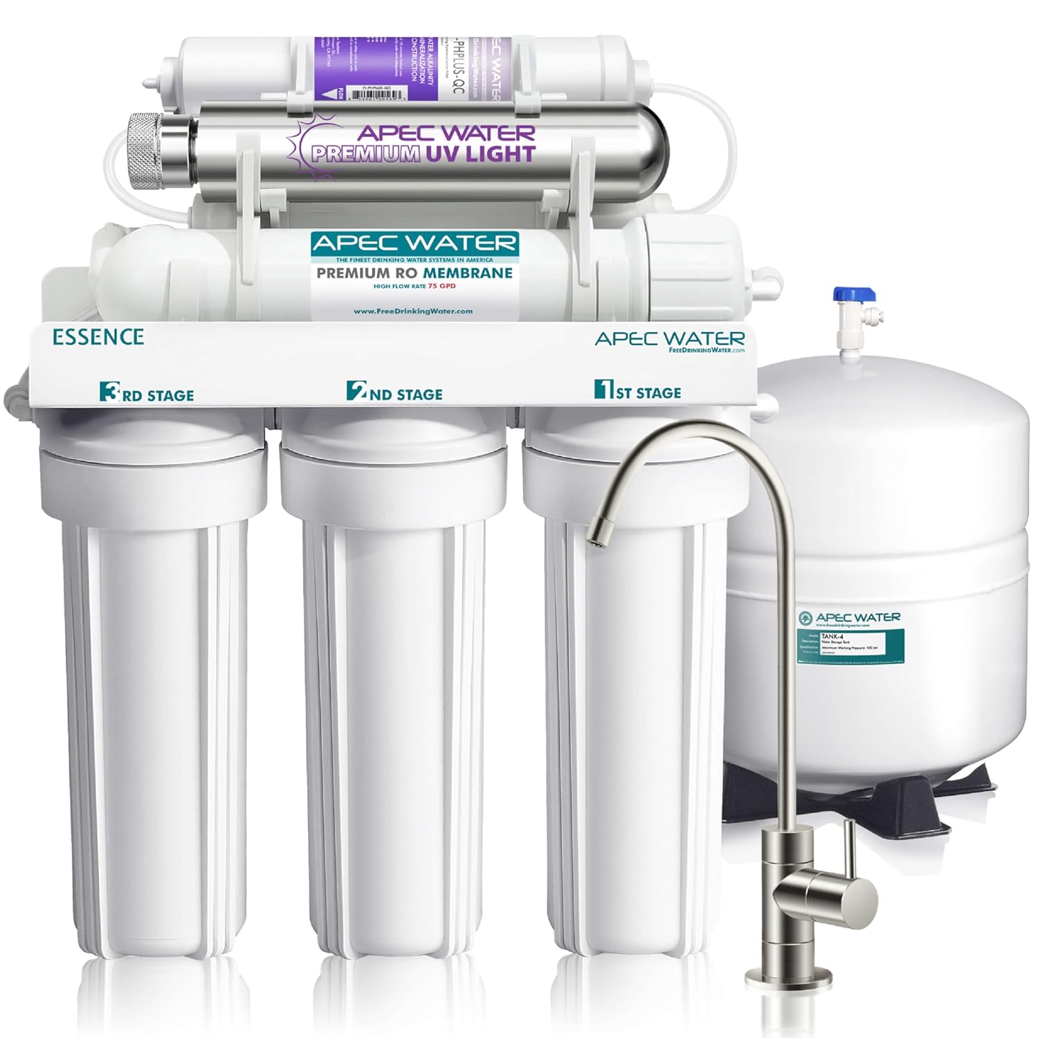 APEC Water System ROES-PHUV75 Essence Series Top Tier Alkaline Mineral pH+ and UV Ultra-Violet