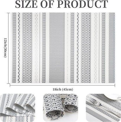 Vinyl Plastic Placemats Set of 6 Washable Heat Resistant Non-Slip Elegant Indoor Outdoor Kitchen