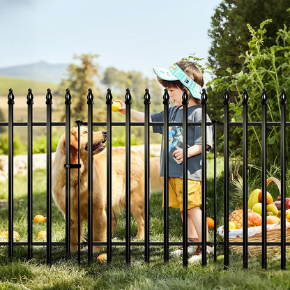 Metal Garden Fence 32 in H x 24 in W 5 Panels (4 Panels + 1 Gate) Total Length 10 ft, No Need Dig