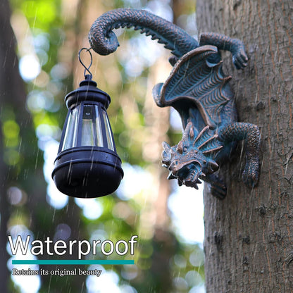 Solar Dragon Tree Hugger Statue Wall Decor - Gothic Garden Statue with Solar Lantern, Outdoor&Yard