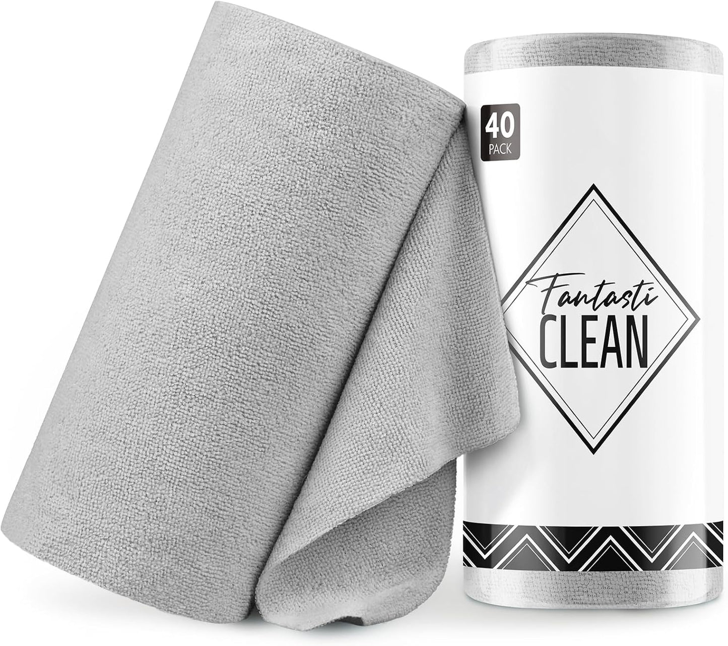 Fantasticlean Microfiber Cleaning Cloth Roll -40 Pack, Tear Away Microfiber Towels, 12" x 12"