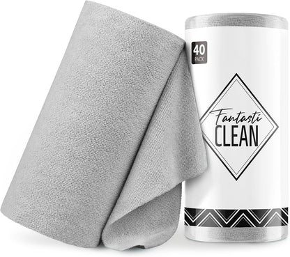 Fantasticlean Microfiber Cleaning Cloth Roll -40 Pack, Tear Away Microfiber Towels, 12" x 12"