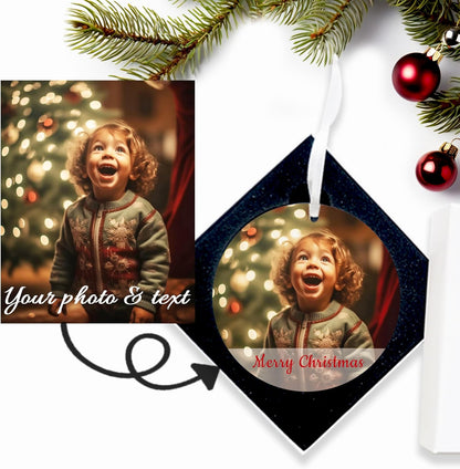 Custom Photo Christmas Ornament 2025 – Personalized Picture & Text Christmas Keepsake, Unique Gift
