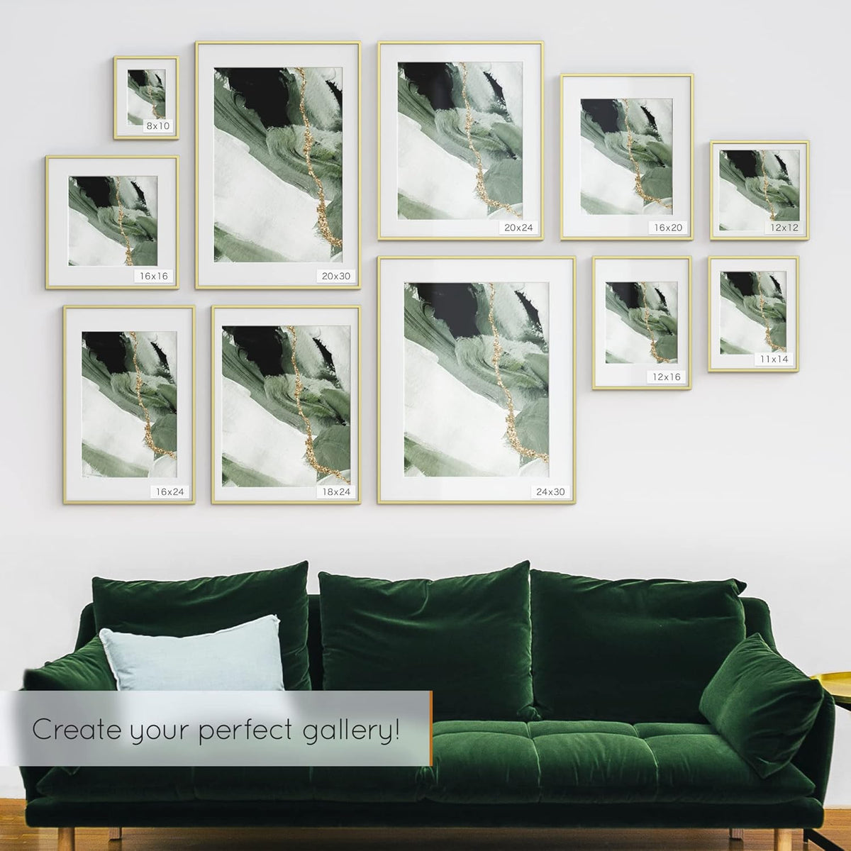 Homeforia 24x36 Gold Picture Frame, High End Metal 24 x 36 Large Poster Frames with Mat 20 by 30