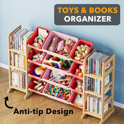 SpaceAid Toy Storage Organizer with 6 Shelves and 12 Bins, Toy Organizers Storage Bookshelf, Kids