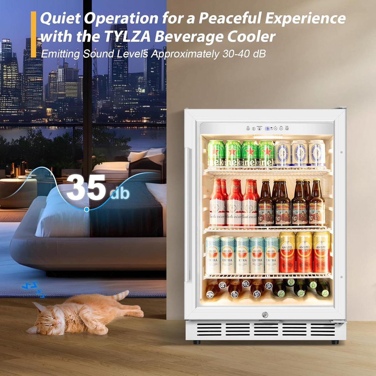 Tylza Beverage Refrigerator 24 Inch, Under Counter/Freestanding Drink Fridge, 190 Cans Beverage