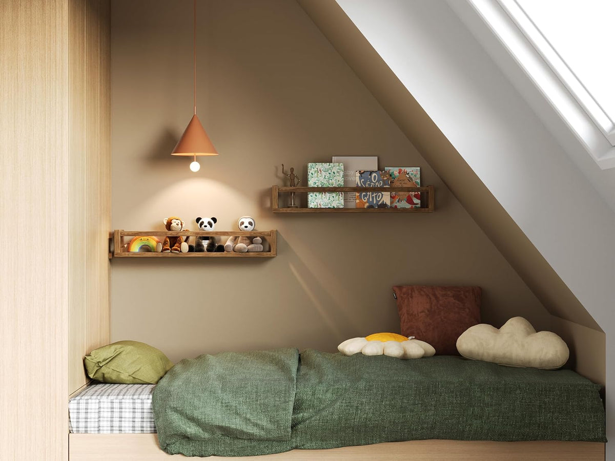Upgraded Thick Floating Shelves - 24 Inch Multi-Use Wall-Mounted Bookshelves for Kids and Nursery
