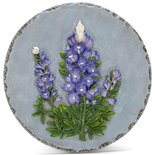 NAT & Jules Floral Colorful Dimensional Indoor Outdoor 12 inch Round Cast Resin Decorative Garden