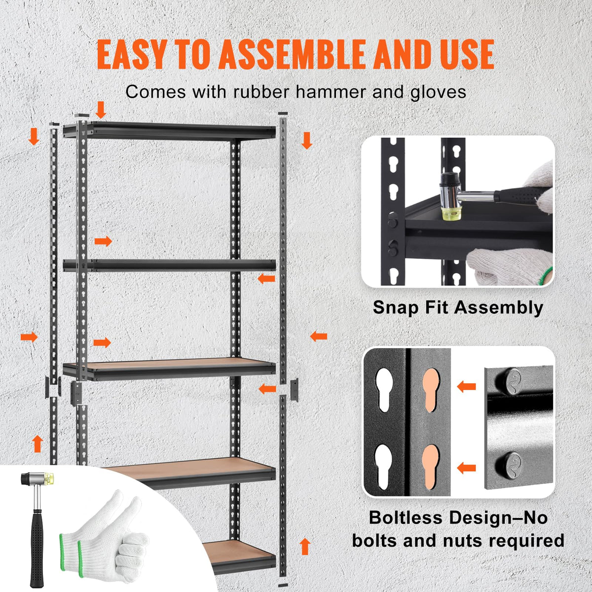 VEVOR Storage Shelves 5-Tier Adjustable 2000 lbs 36"x18"x72" Shelving Unit