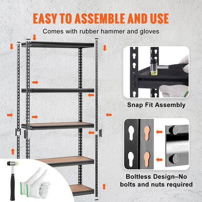 VEVOR Storage Shelves 5-Tier Adjustable 2000 lbs 36"x18"x72" Shelving Unit