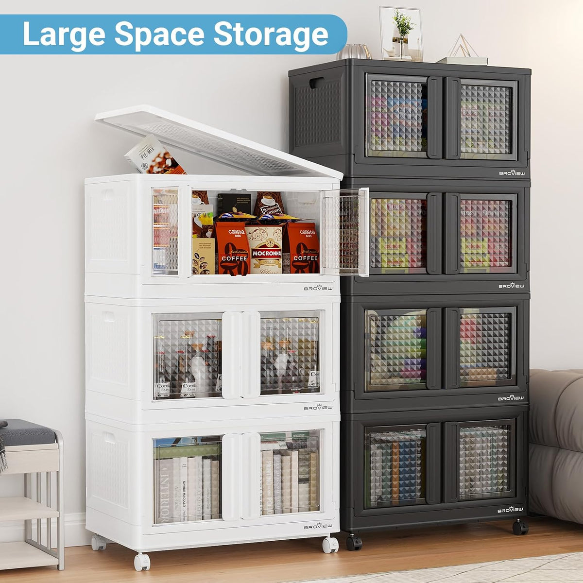 400Qt Stackable Storage Bins with Lids, 100Gal Closet Organizers and Storage Drawer, Plastic