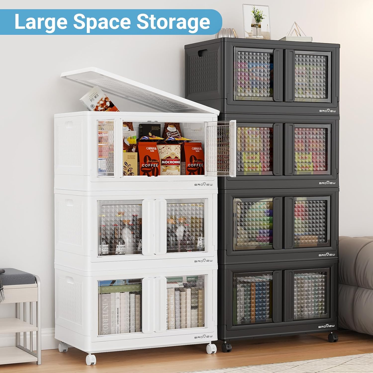 300Qt Stackable Storage Bins with Lids, 75Gal Closet Organizers and Storage Drawer, Plastic