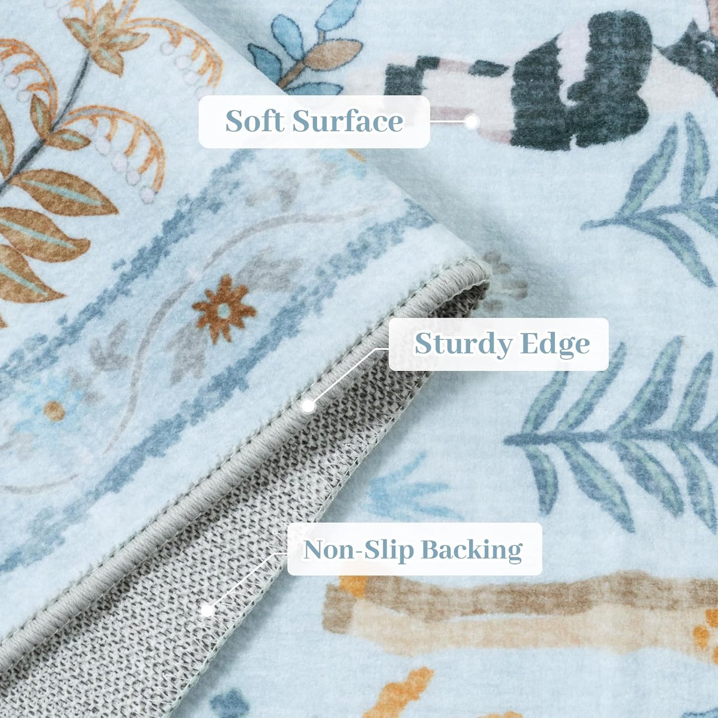 OJIA Animal Area Rugs 8x10, Soft 8x10 Washable Rugs for Living Room Bedroom, Non-Slip Boho
