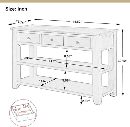 Farmhouse Wood Entryway Console Table 48-Inch Modern Sofa Entry Table with Drawers and Storage