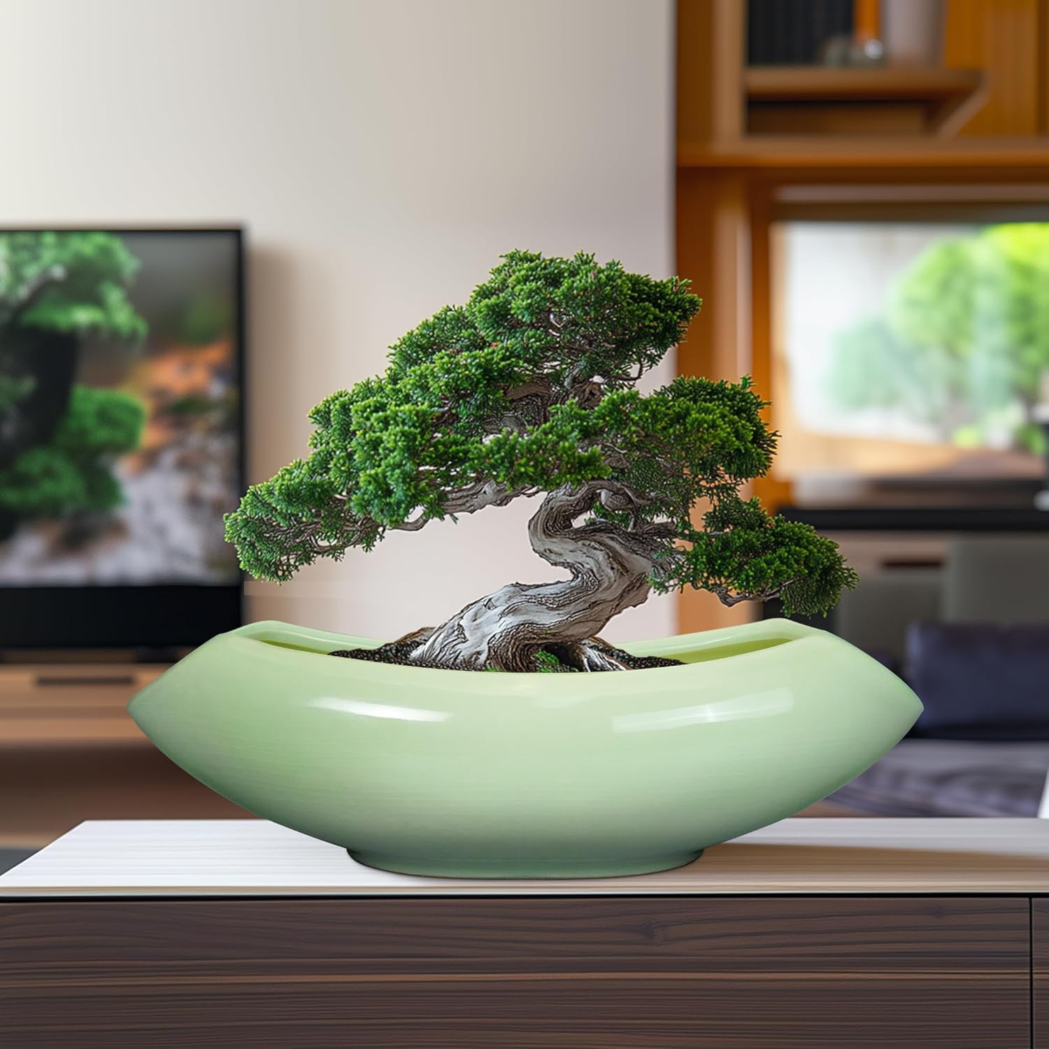 Ceramic Bonsai Pots - Large Succulent Planter 18 Inch Plant Pot Indoor Succulent Pot with Drainage