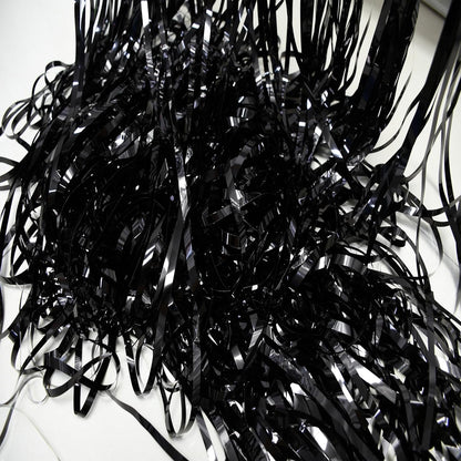 Foil Fringe Curtain Halloweens Party Decorations - Pure Black Tinsel Photo Backdrop Party Steamers