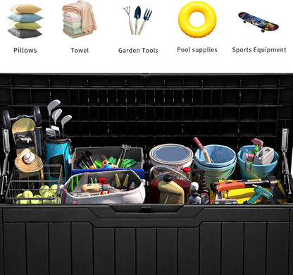 YITAHOME 80-Gallon Waterproof Resin Outdoor Storage Box, Lockable Storage Container for Outdoor
