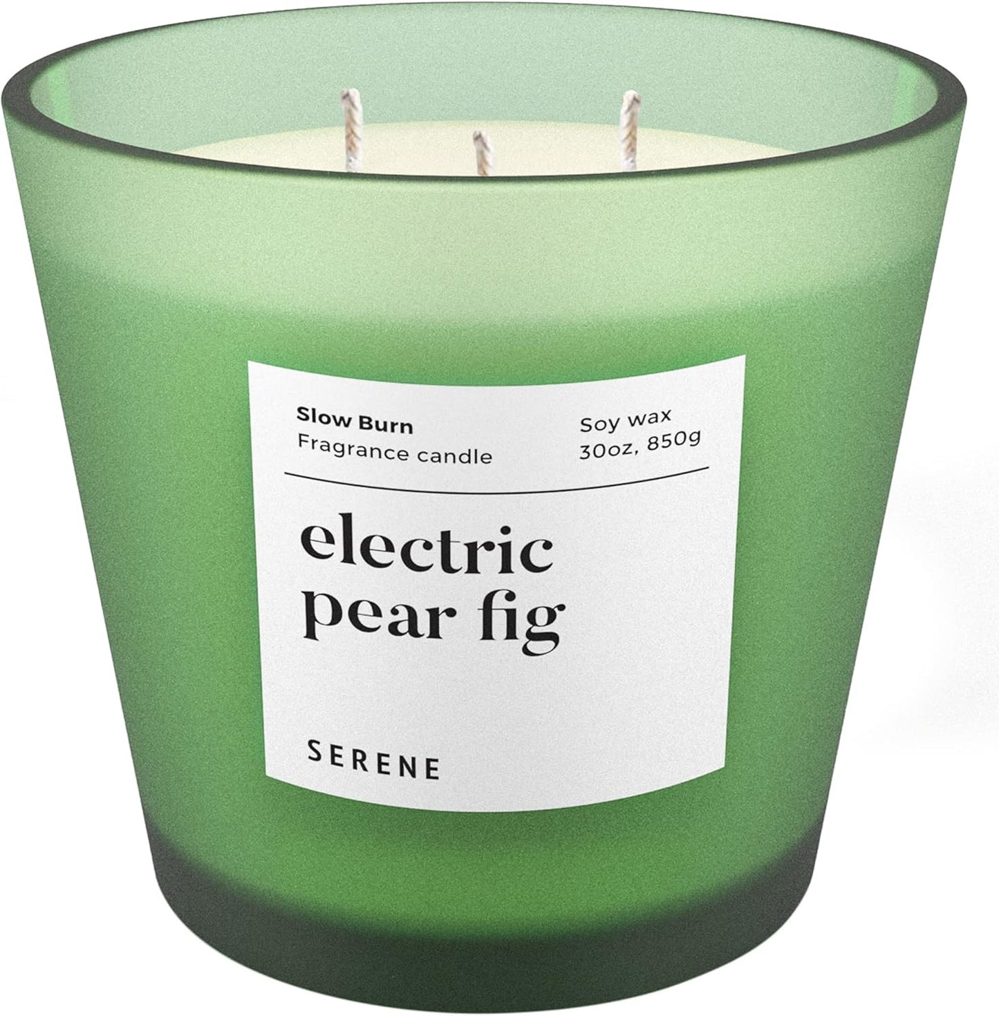 Hidden Label Large Scented Candle, Electric Pear Fig, 30oz 3 Wick Huge Candle, Serene Collection