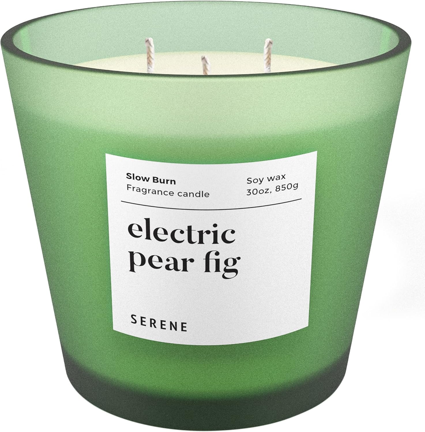Hidden Label Large Scented Candle, Electric Pear Fig, 30oz 3 Wick Huge Candle, Serene Collection